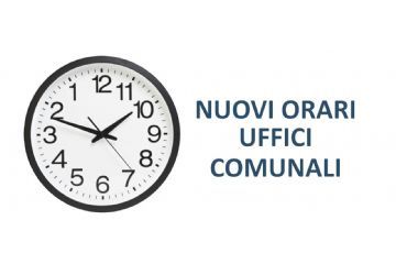 NUOVI ORARI DI APERTURA AL PUBBLICO IN VIGORE DA LUNEDI 27 FEBBRAIO